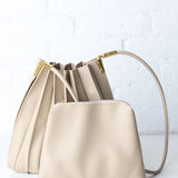 Carrie Pleated Vegan Shoulder Bag - Bone