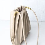 Carrie Pleated Vegan Shoulder Bag - Bone