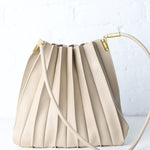 Carrie Pleated Vegan Shoulder Bag - Bone