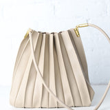 Carrie Pleated Vegan Shoulder Bag - Bone