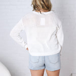 Carys Pointelle Textured Sweater - Off White