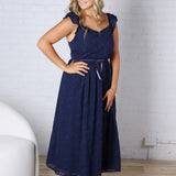 Carys Rich in Texture Velvet Midi Dress - Dk Navy FINAL SALE
