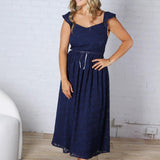 Carys Rich in Texture Velvet Midi Dress - Dk Navy FINAL SALE