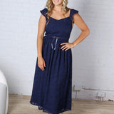 Carys Rich in Texture Velvet Midi Dress - Dk Navy FINAL SALE