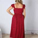 Carys Rich in Texture Velvet Midi Dress - Red Ruby FINAL SALE