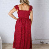 Carys Rich in Texture Velvet Midi Dress - Red Ruby FINAL SALE
