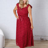 Carys Rich in Texture Velvet Midi Dress - Red Ruby FINAL SALE