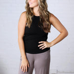 Casia Essential Micro-Ribbed Tank Top - Black