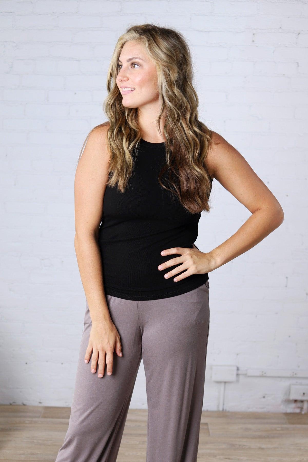 Casia Essential Micro-Ribbed Tank Top - Black