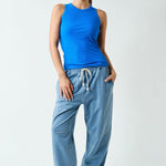 Casia Essential Micro-Ribbed Tank Top - Denim Drift