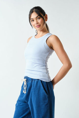 Casia Essential Micro-Ribbed Tank Top - Halogen Blue