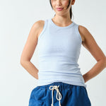Casia Essential Micro-Ribbed Tank Top - Halogen Blue