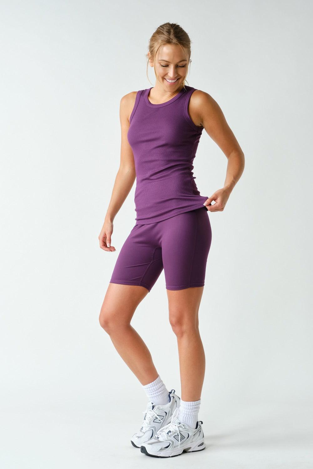 Casia Essential Micro-Ribbed Tank Top - Purple Iris
