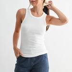 Casia Essential Micro-Ribbed Tank Top - White