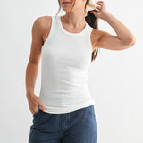 Casia Essential Micro-Ribbed Tank Top - White