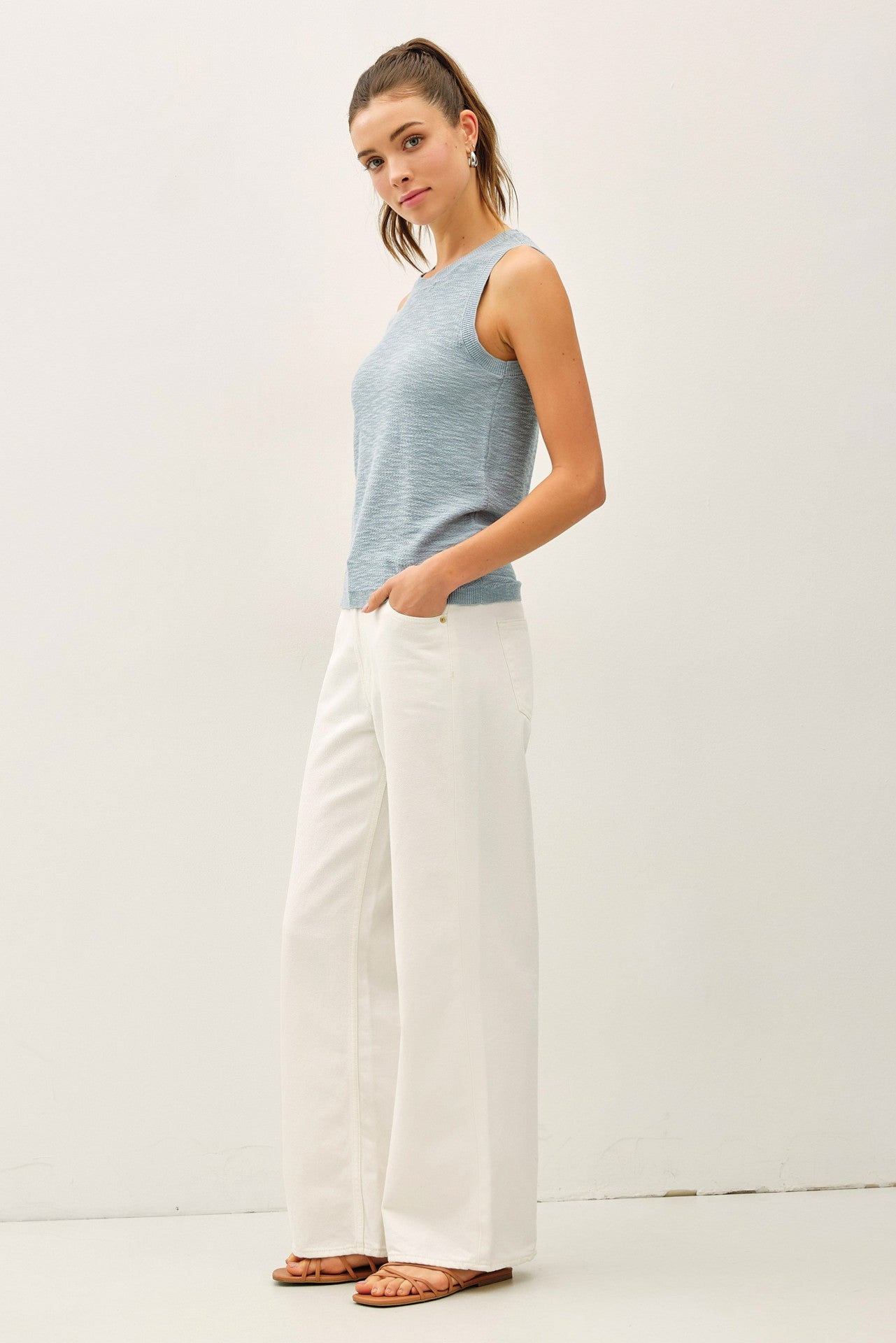 Casidy Sleeveless Knit Top - Seafoam