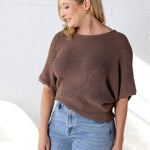 Cassia Pointelle Knit Sweater - Espresso