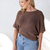 Cassia Pointelle Knit Sweater - Espresso