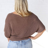 Cassia Pointelle Knit Sweater - Espresso