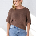 Cassia Pointelle Knit Sweater - Espresso