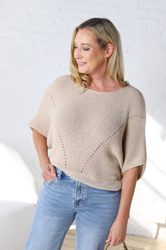 Cassia Pointelle Knit Sweater - Oatmeal **RESTOCK COMING**