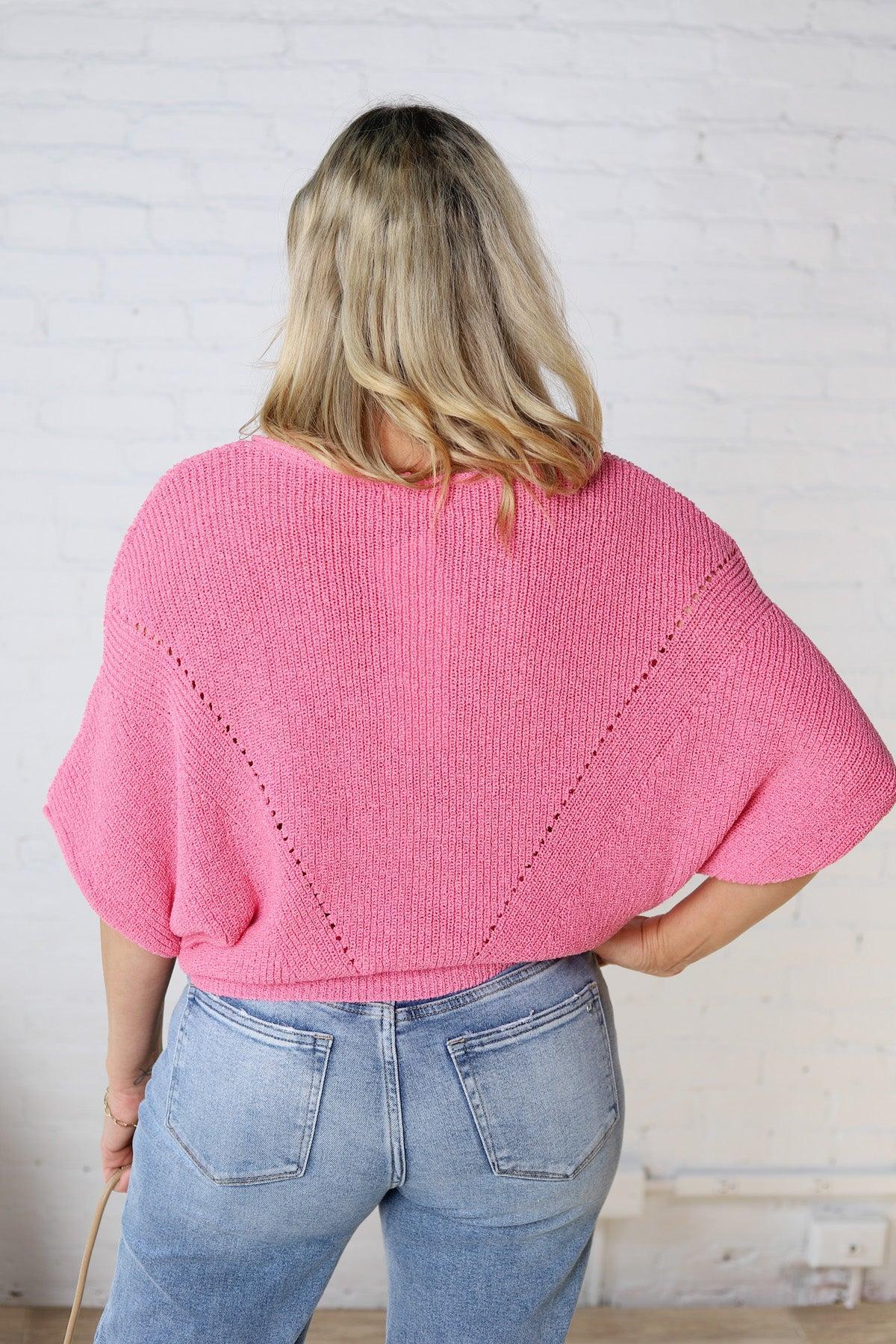 Cassia Pointelle Knit Sweater - Pink