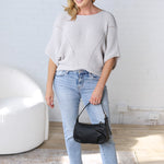 Cassia Pointelle Knit Sweater - Silver Grey