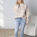 Catori Striped Pattern Drop Shoulder Sweater