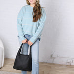 Catori Striped Pattern Drop Shoulder Sweater - Blue FINAL SALE