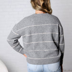 Catori Striped Pattern Drop Shoulder Sweater - Grey FINAL SALE