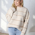 Catori Striped Pattern Drop Shoulder Sweater