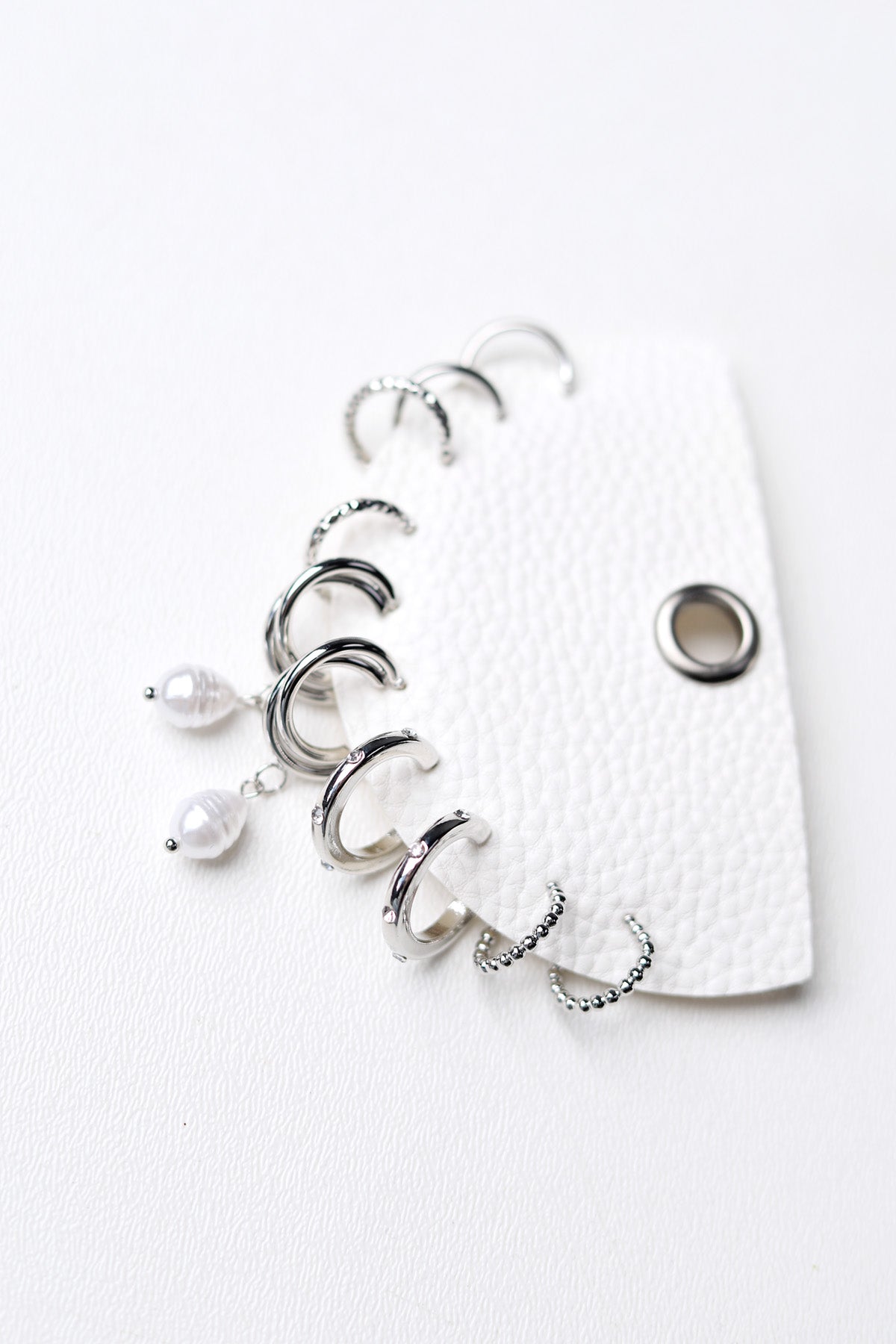 Caylen Mixed Metallic Hoop Earrings Set - Silver