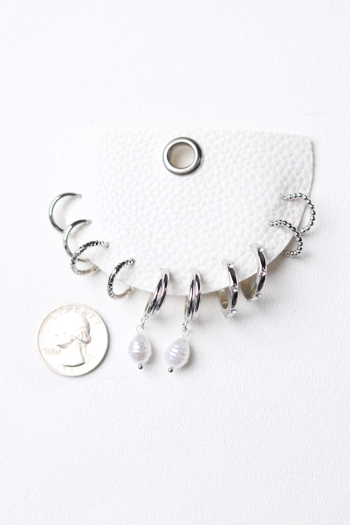 Caylen Mixed Metallic Hoop Earrings Set - Silver