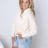 Cecily Contrast Collared V-Neck Top
