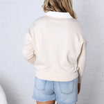 Cecily Contrast Collared V-Neck Top