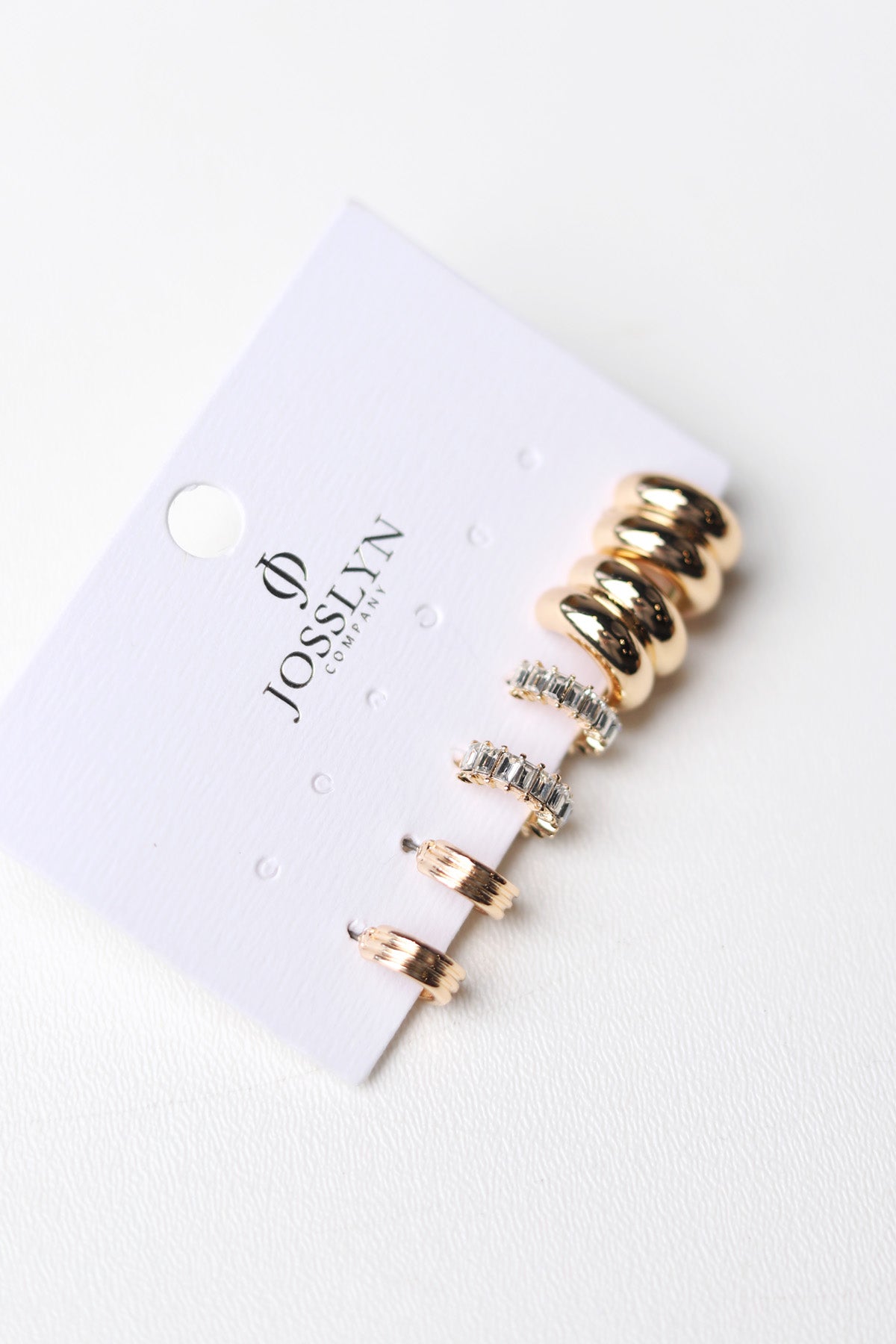 Celeste Baguette Huggie Trio Earring Set - Gold