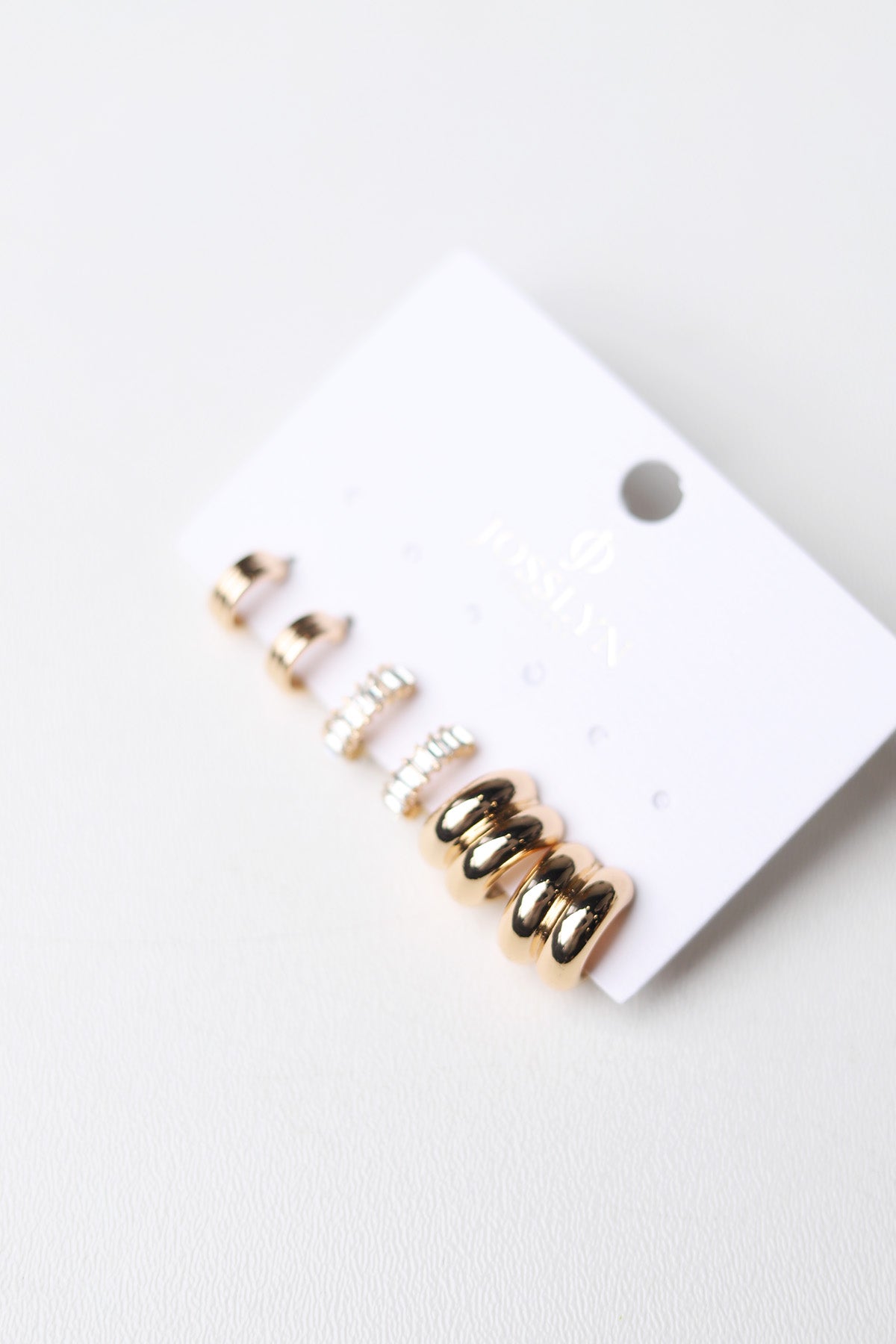 Celeste Baguette Huggie Trio Earring Set - Gold