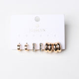 Celeste Baguette Huggie Trio Earring Set - Gold