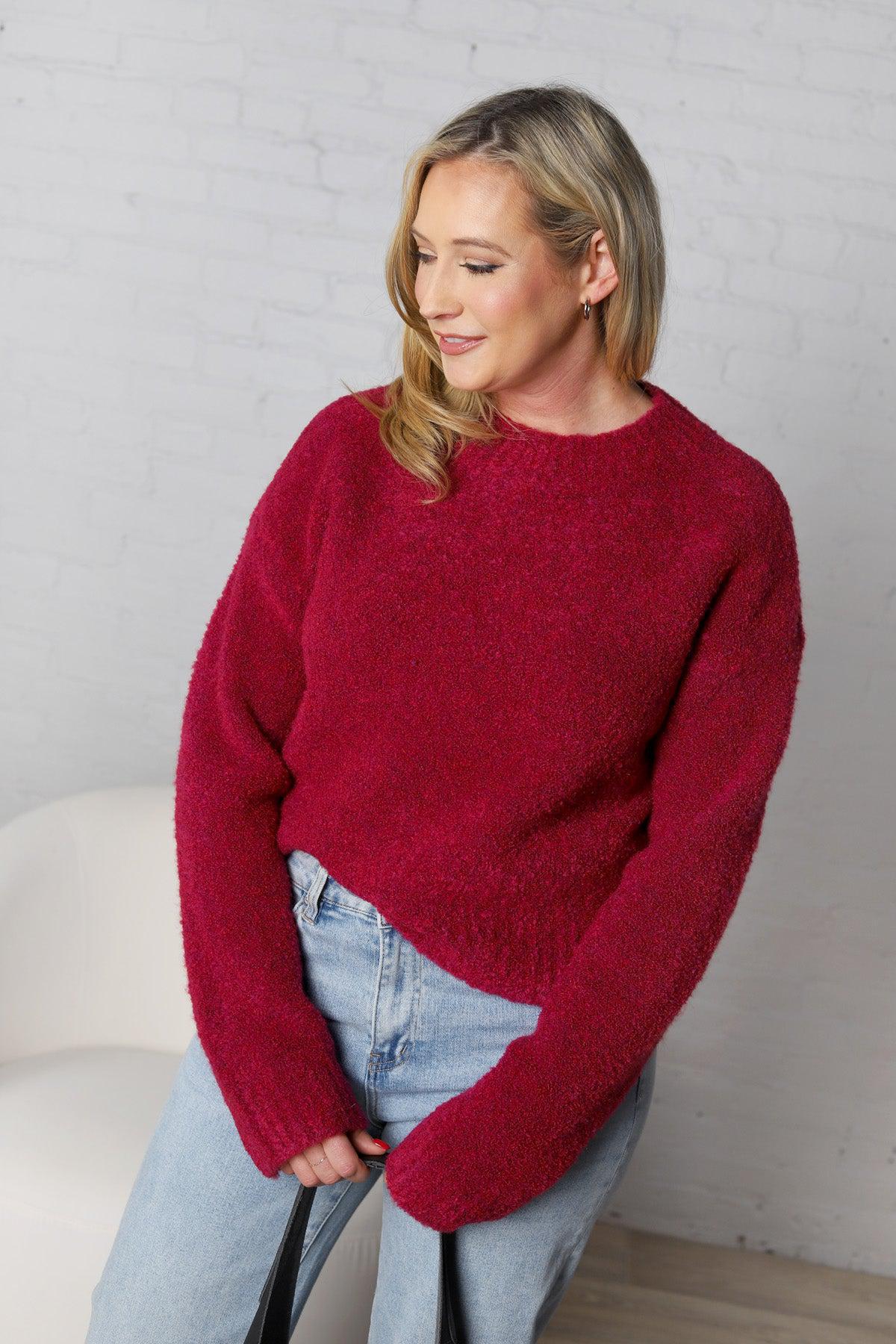 Celeste Cozy Roundneck Sweater - Bordeaux