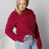 Celeste Cozy Roundneck Sweater - Bordeaux