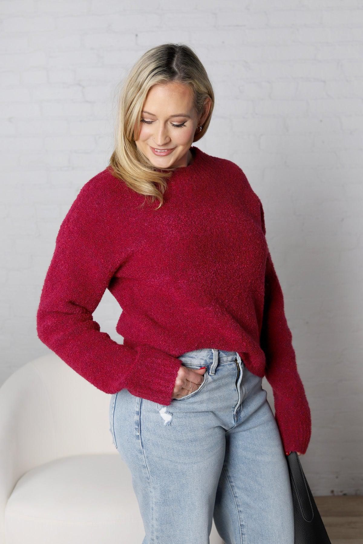 Celeste Cozy Roundneck Sweater - Bordeaux