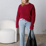 Celeste Cozy Roundneck Sweater - Bordeaux