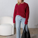 Celeste Cozy Roundneck Sweater - Bordeaux