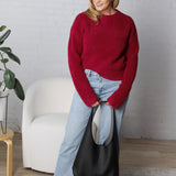 Celeste Cozy Roundneck Sweater - Bordeaux