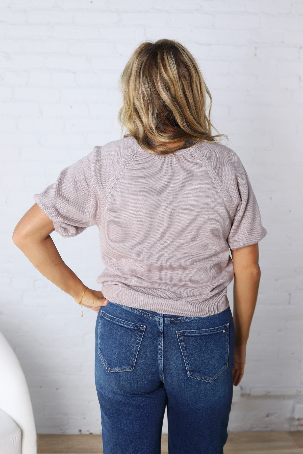 Celeste Short Sleeve Sweater - Mauve