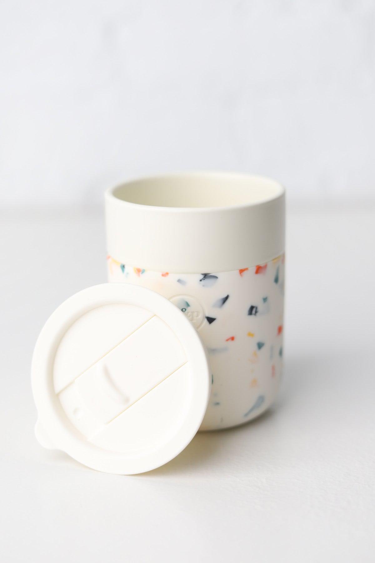 Ceramic Reusable Mug 12 oz - Terrazzo Cream