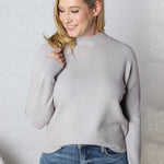 Charis Chunky Ribbed Mockneck Sweater - Heather Grey