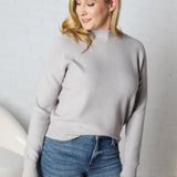 Charis Chunky Ribbed Mockneck Sweater - Heather Grey