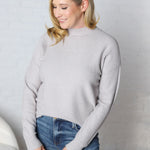 Charis Chunky Ribbed Mockneck Sweater - Heather Grey