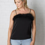 Charli Black Feather Detail Top - Final Sale